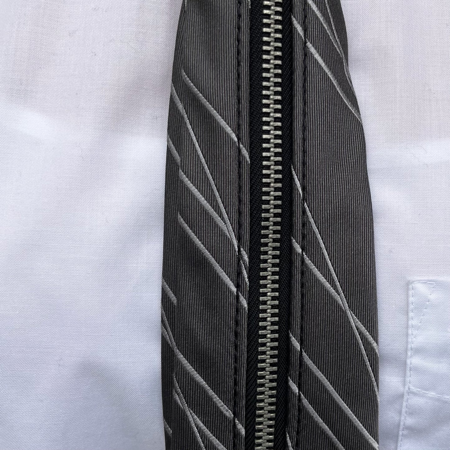 upcycled shirt & tie grey white