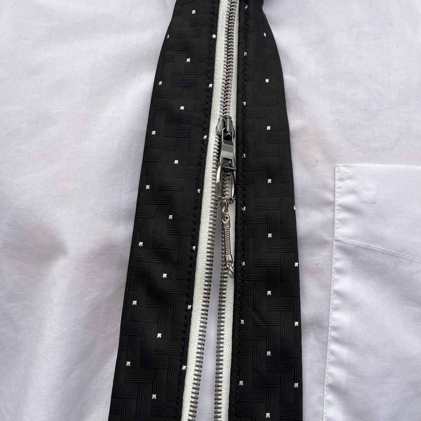 upcycled shirt & tie black white
