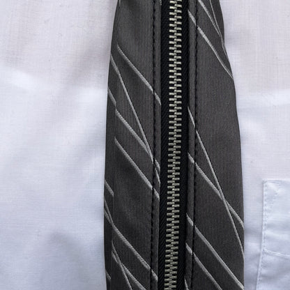 upcycled shirt & tie grey white