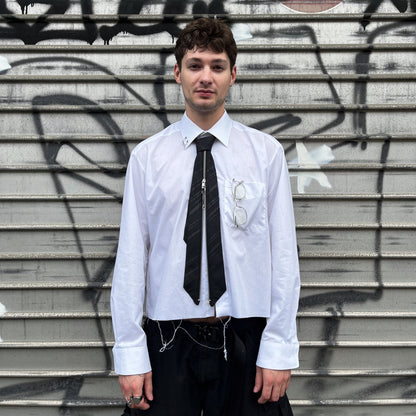 upcycled shirt & tie black