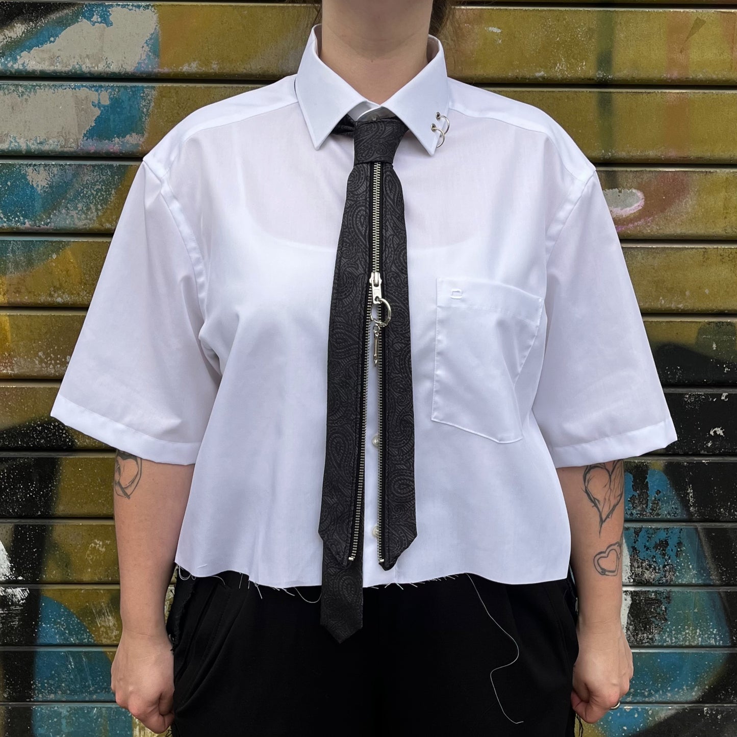 upcycled shirt & tie blue/dark blue