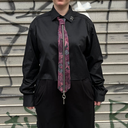 upcycled shirt & tie purple pink