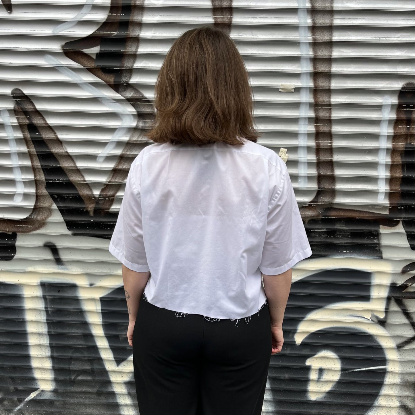 upcycled shirt & tie grey white