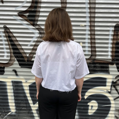 upcycled shirt & tie grey white