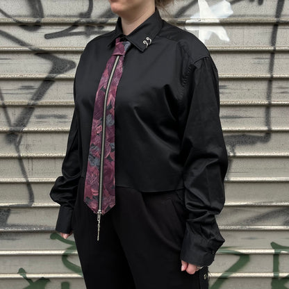 upcycled shirt & tie purple pink