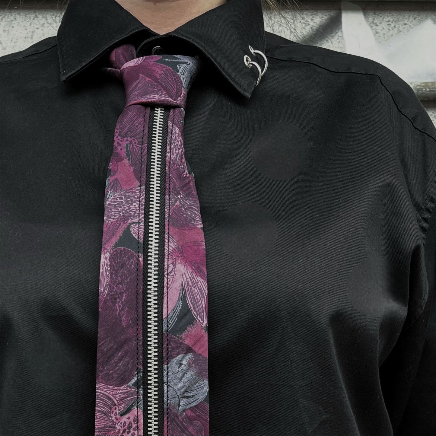 upcycled shirt & tie purple pink