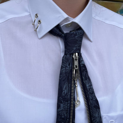 upcycled shirt & tie blue flowers