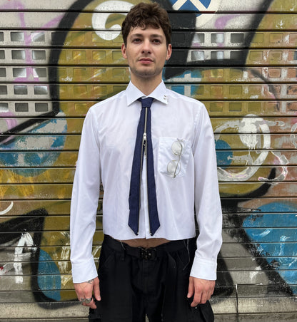 upcycled shirt & tie blue