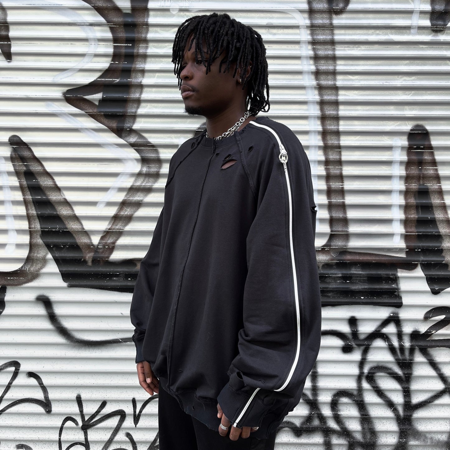 deconstructed longsleeve zip