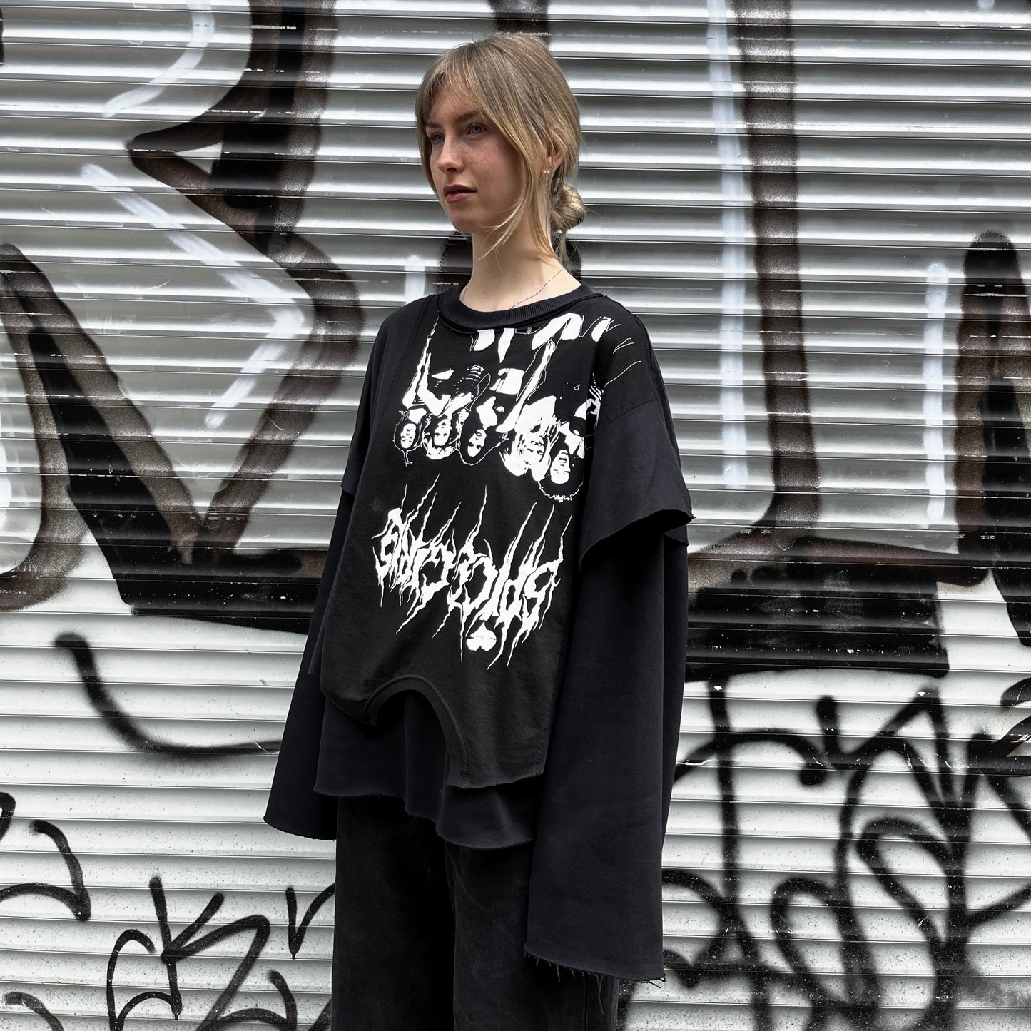 upcycled layered sweater